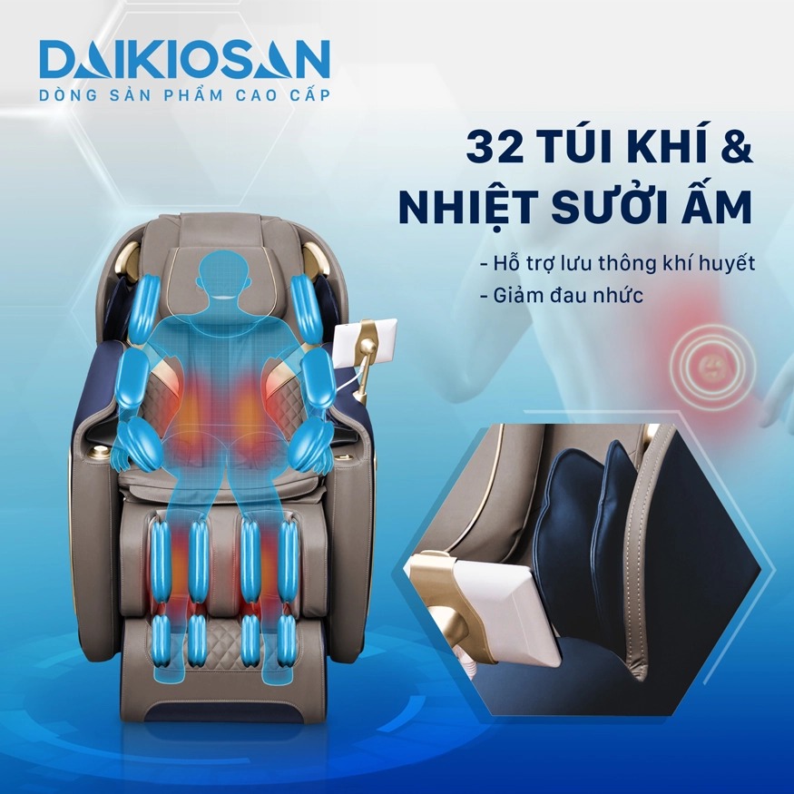 Ghế massage Daikiosan DKGM-20006 32 túi khí và nhiệt sưởi ấm