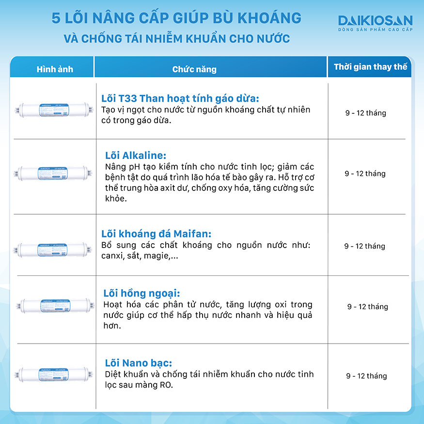 Bộ  lõi nâng cấp Máy lọc nước RO Daikiosan DSW-32009H3