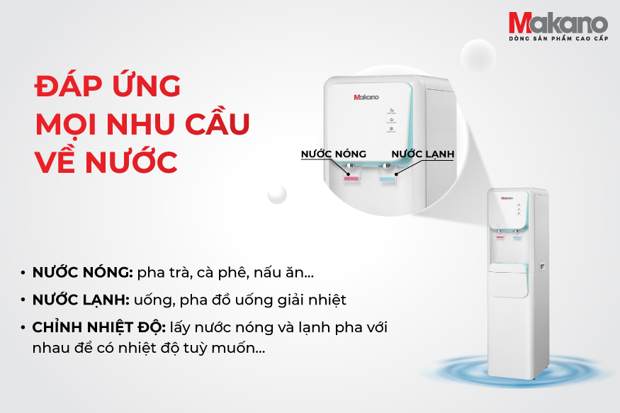 Cây nước nóng lạnh úp bình Makano MKD-000002 có 2 chế độ nước: nóng và lạnh