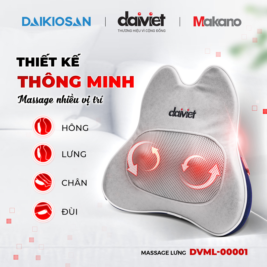 Máy massage lưng Đại Việt DVML-00001 được thiết kế gọn nhẹ