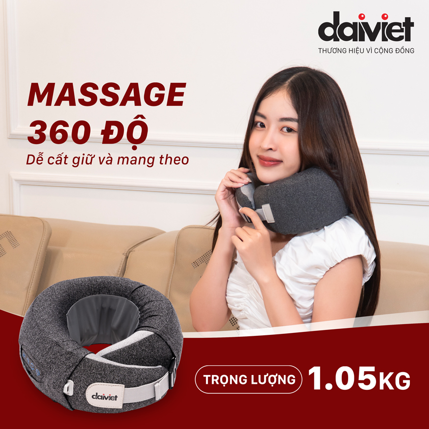 Máy massage cổ Đại Việt DVMG-00001 thiết kế kiểu dáng vòng tròn, vừa sát vào cấu trúc cổ, có khóa cố định để máy massage cổ không bị trượt