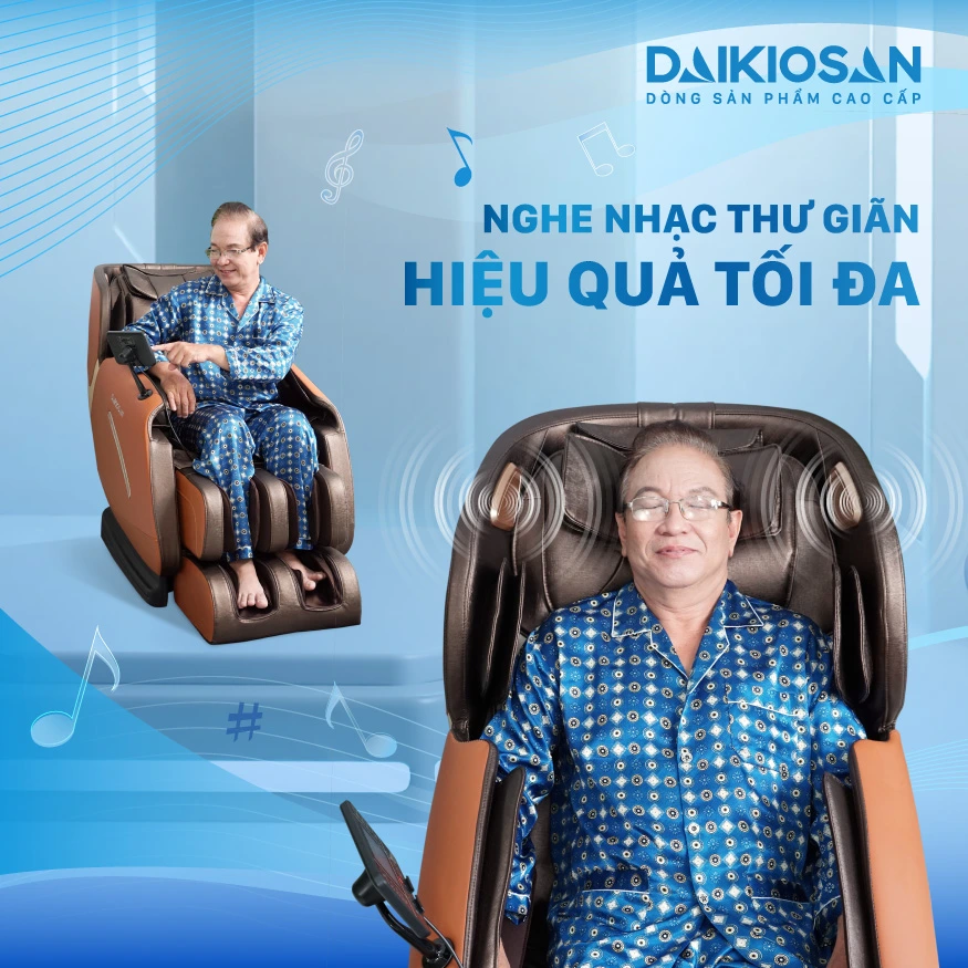 Ghế massage Daikiosan DKGM-00002 nâng cao hiệu quả massage với nghe nhạc kết nối Bluetooth