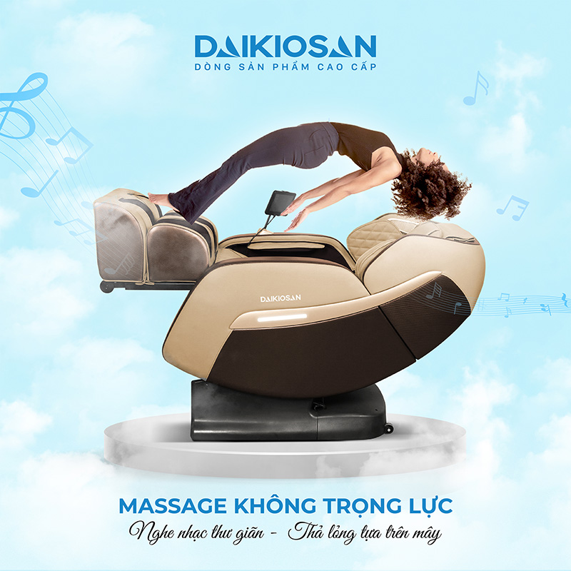 Massage không trọng lực, nghe nhạc thả lỏng tựa trên mây ghế massage Daikiosan DKGM-10004