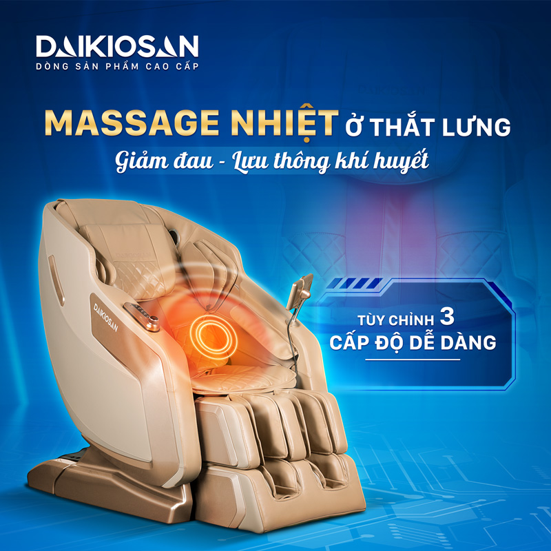 massage nhiệt thắt lưng, tùy chỉnh 3 cấp độ dễ dàng