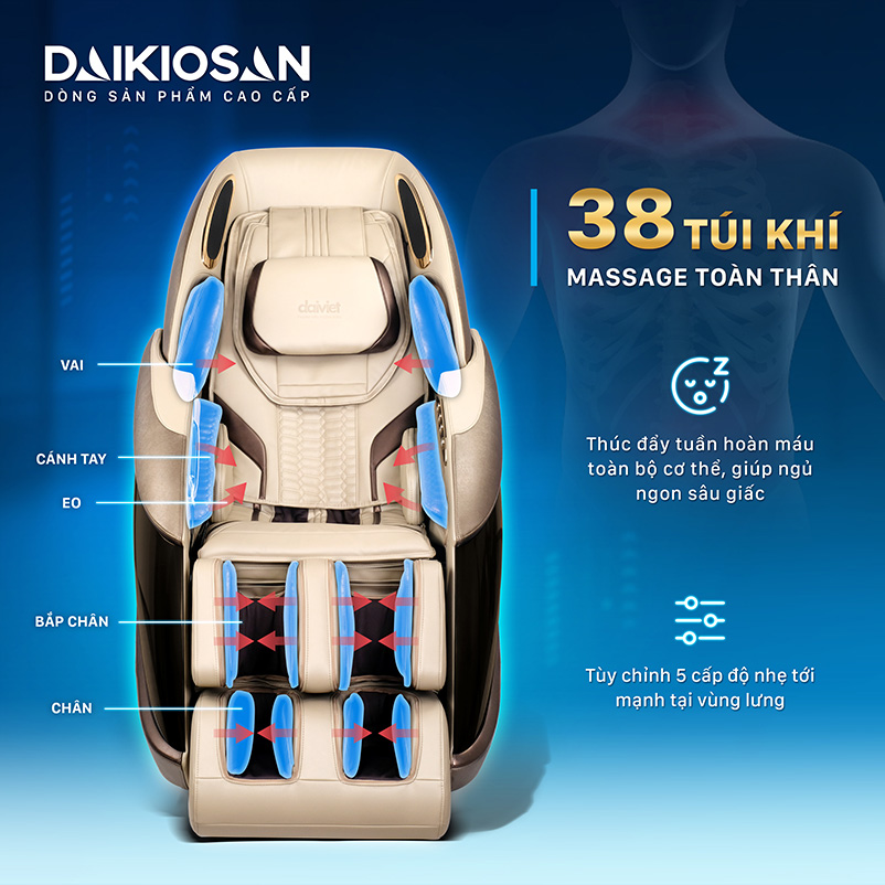 Ghế massage Daikiosan DVGM-30003 túi khí massage thông minh