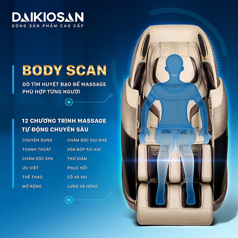 Ghế massage Daikiosan DVGM-30003 chế độ Body Scan thông minh