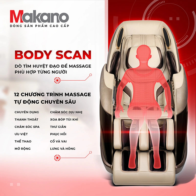 Ghế massage Makano DVGM-30003 chức năng Body Scan thôn g minh