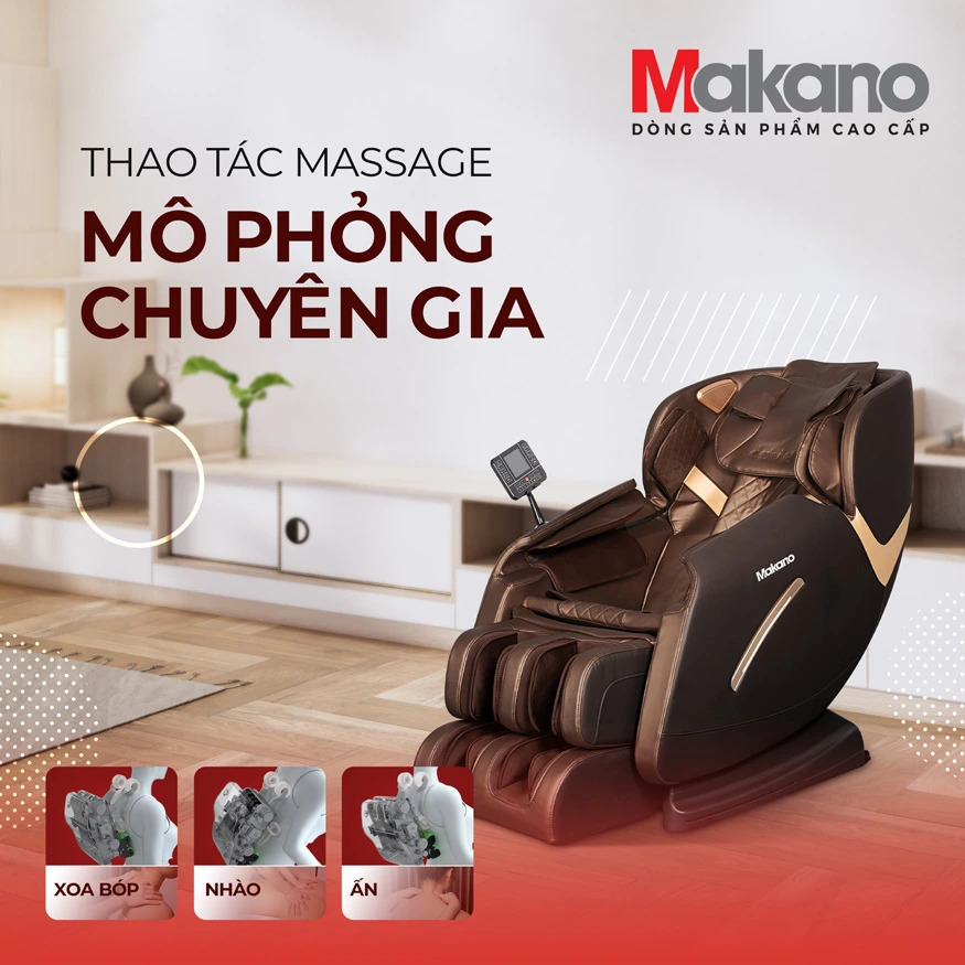 Ghế massage toàn thân Makano MKGM-00002 thao tác massage mô phỏng chuyên gia