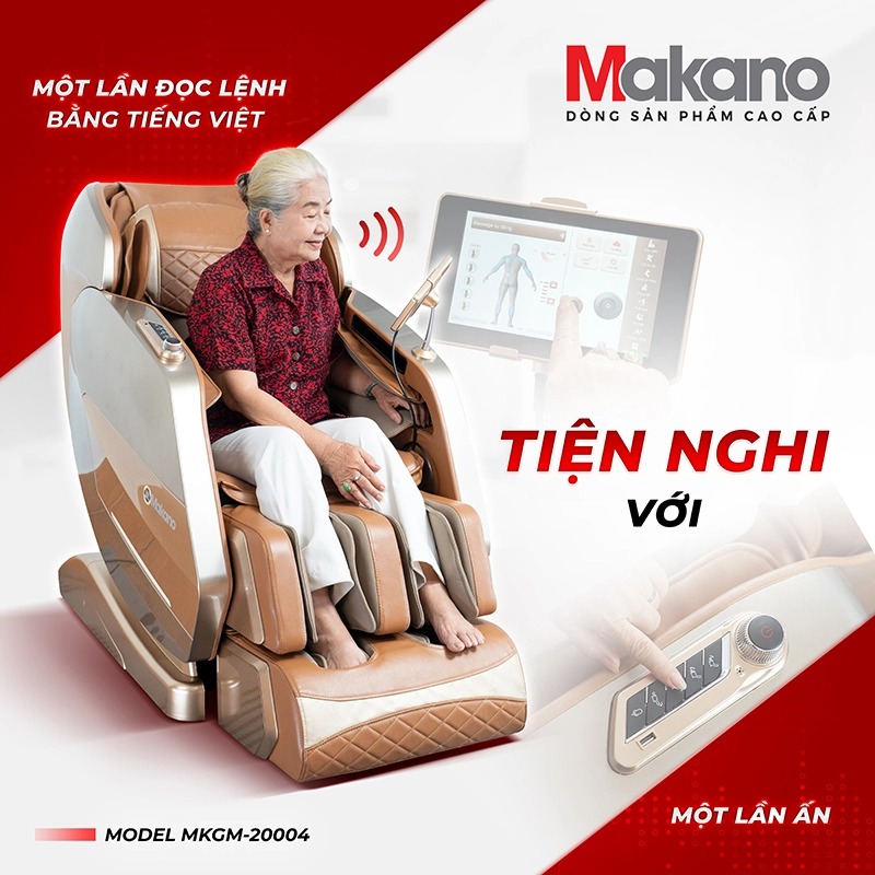 Makano MKGM-20004 có màn hình LCD để điều khiển, hiển thị thông tin bằng tiếng Việt