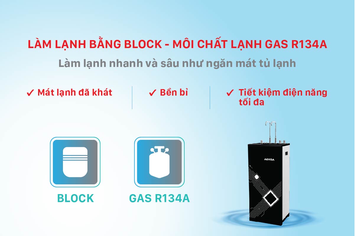 Máy lọc nước achisa 32709h làm lạnh bằng Block cho nước lạnh sâu