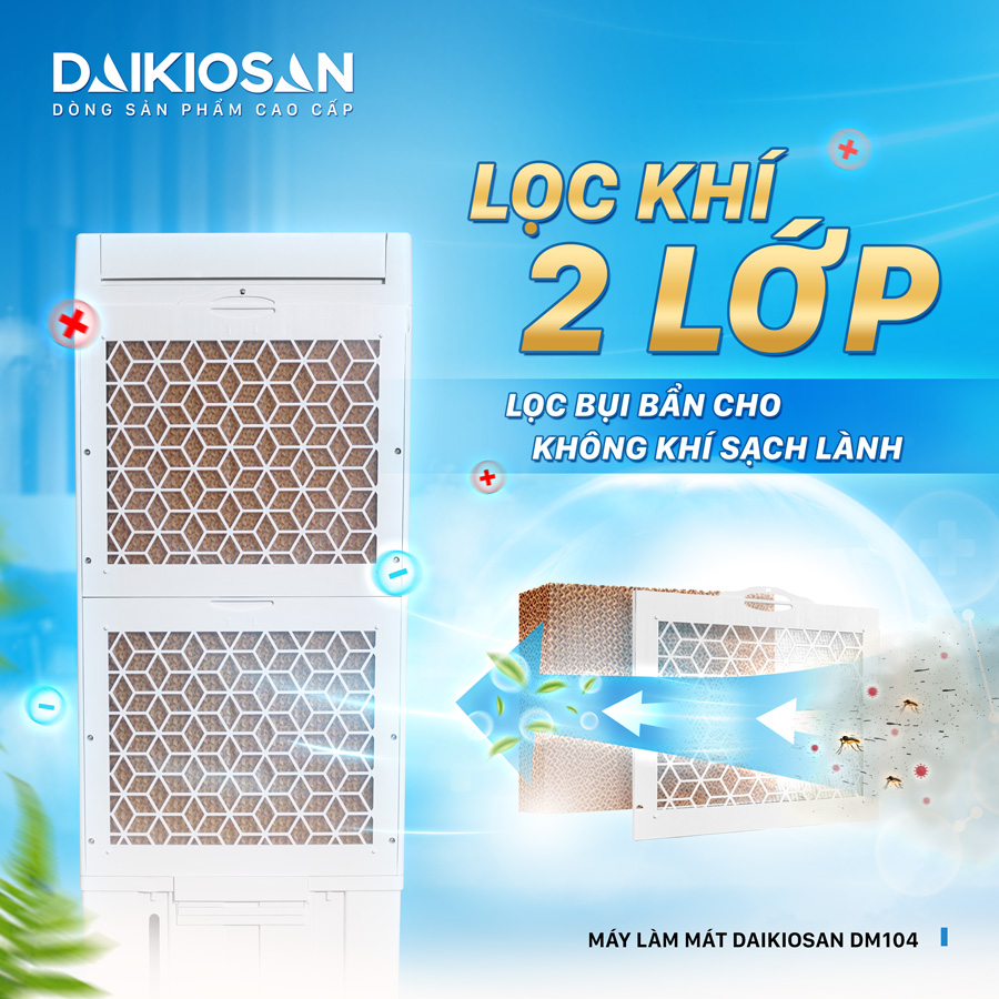 Lọc bụi 2 lớp trong quạt điều hòa Daikiosan DM104