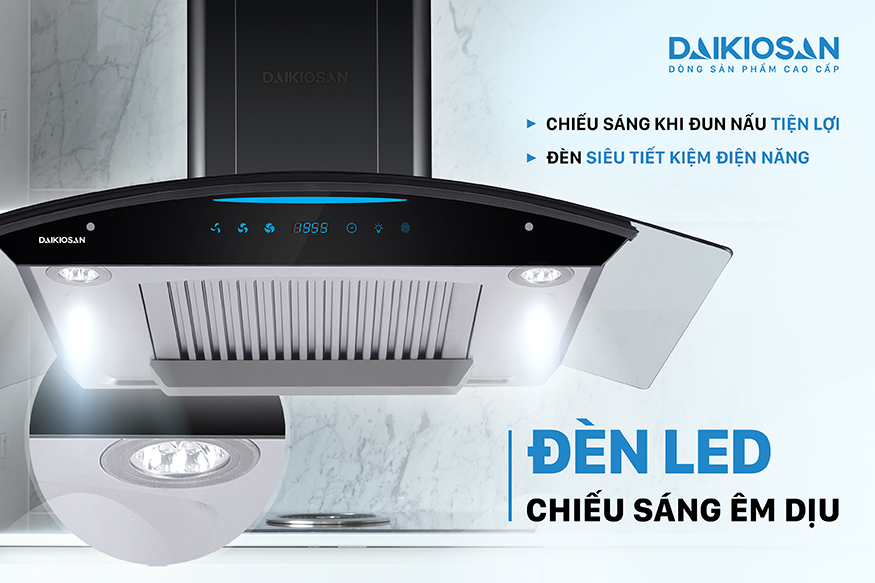 Máy hút mùi Daikiosan DKH-000001 có hệ thống đèn led êm dịu