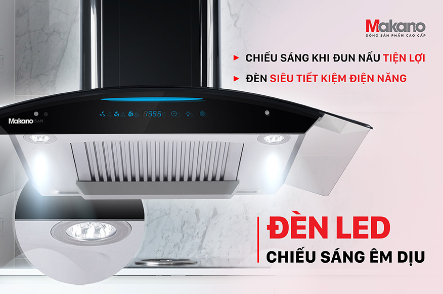 máy hút mùi makano mkh-000001 đèn led sáng êm dịu