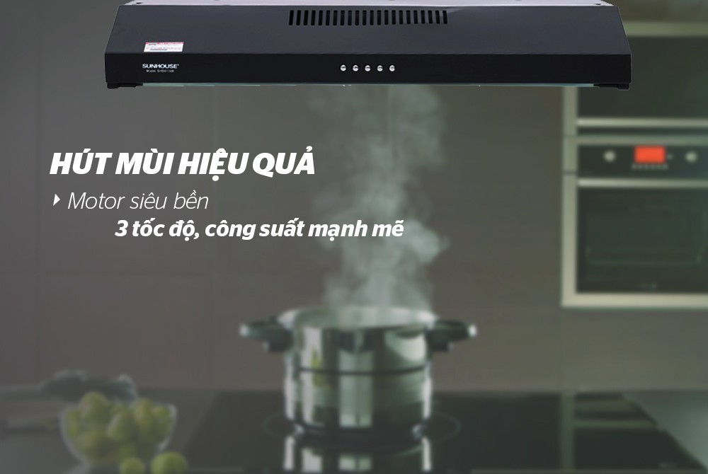 Máy hút mùi Sunhouse SHB6118B vận hành êm ái.