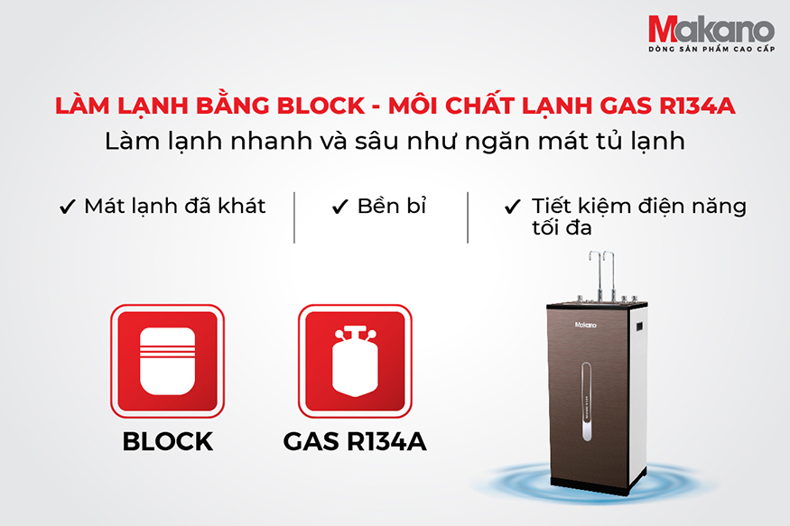 Máy lọc nước RO nóng nguội lạnh Makano MKW-33710H làm lạnh bằng Block