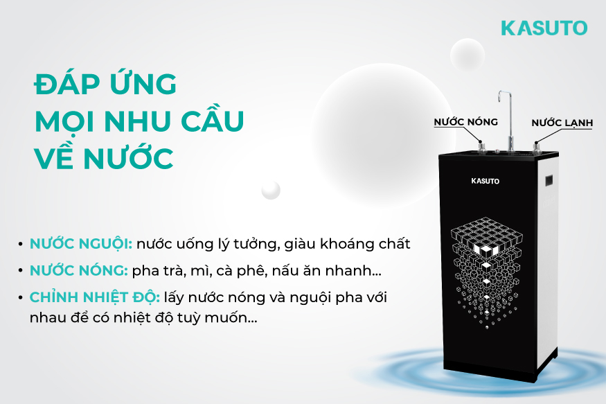 Máy lọc nước RO nóng nguội Kasuto KSW-32209H có 2 chức năng nước nóng nguội