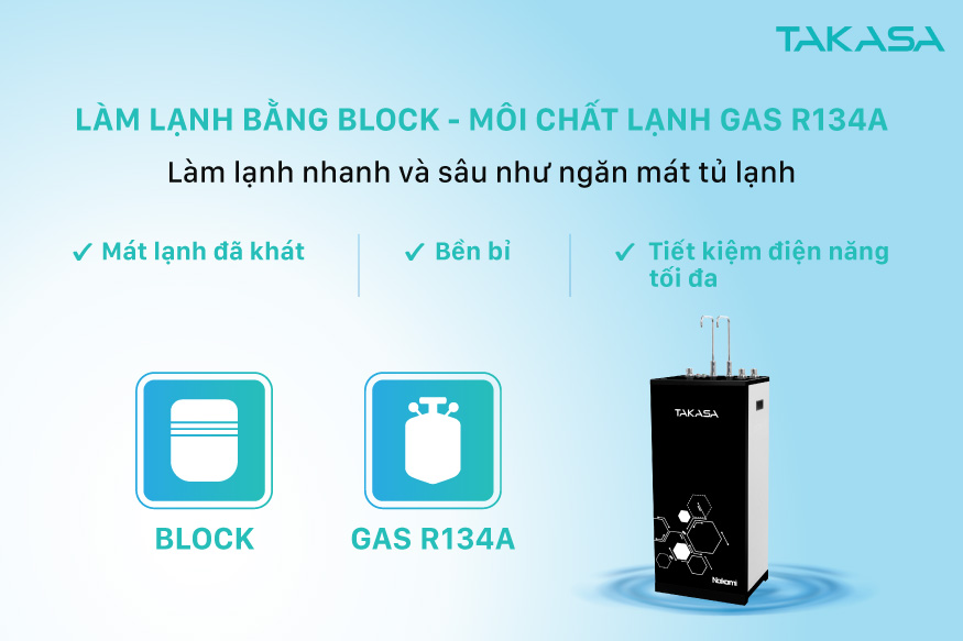 Máy lọc nước RO nóng lạnh Takasa TAW-42710H làm lạnh bằng Block