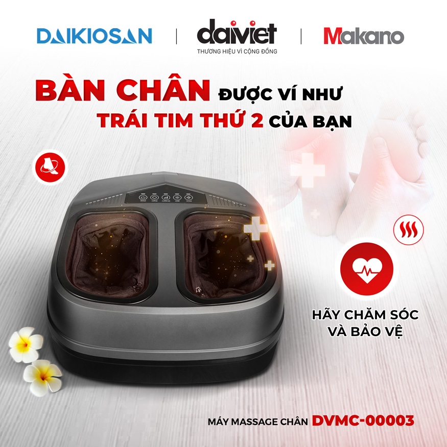 Máy massage chân Đại Việt DVMC-00003 tạo nên các bài massage chuyên sâu chuẩn bàn tay thật chuyên gia massage giúp hỗ trợ giảm đau nhức bàn chân, lưu thông khí huyết, giảm tê bì,... 