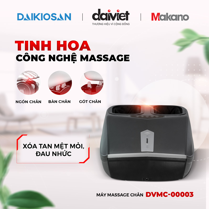 Máy massage chân Đại Việt DVMC-00003 sử dụng công nghệ massage nhiệt cao cấp bằng sợi carbon lên tới 50 độ C