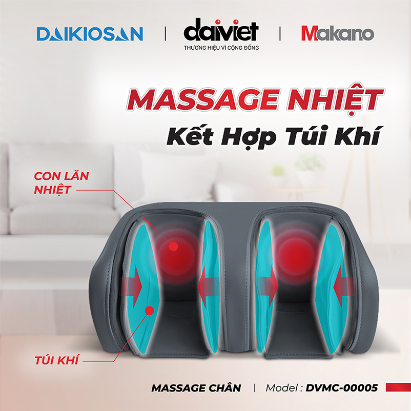 Massage kết hợp nhiệt và túi khí xoa bóp nhẹ nhàng giảm đau hiệu quả