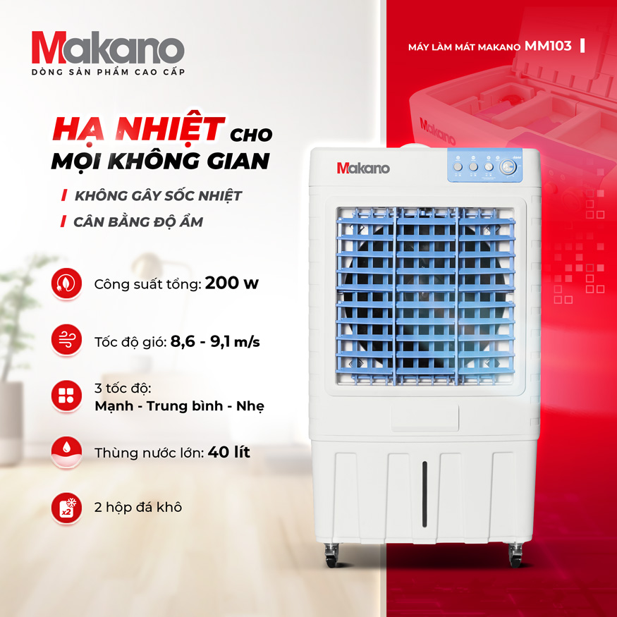 Quạt điều hòa Makano MM103 hạ nhiệt mọi không gian