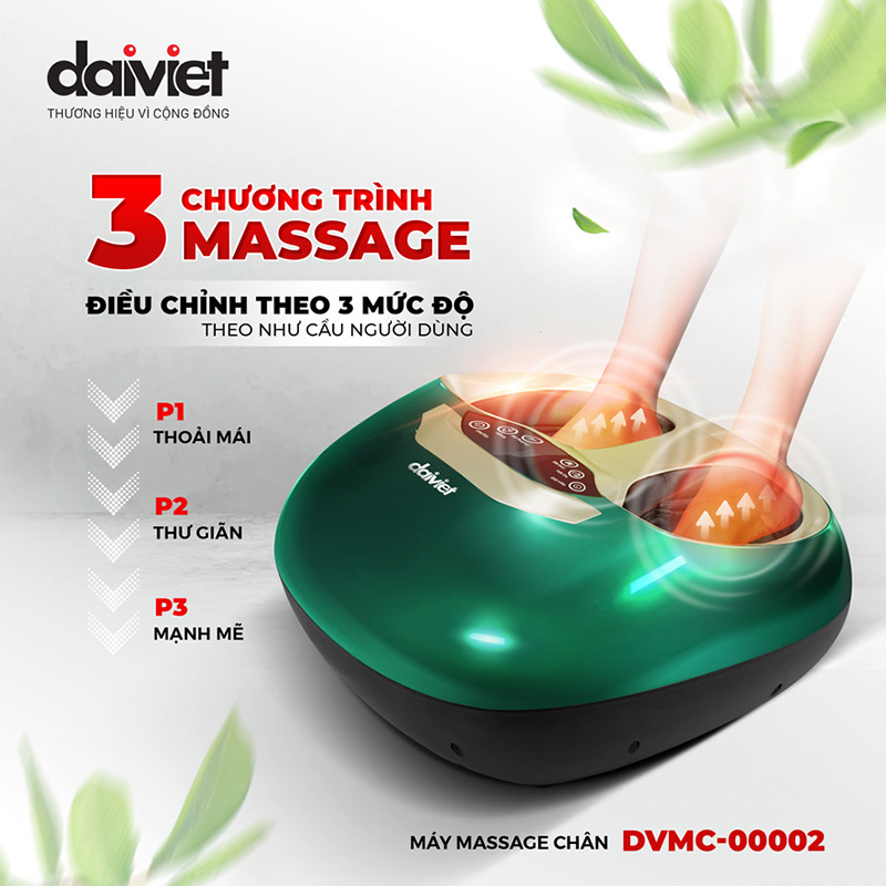 Máy massage chân DVMC-00002 có 3 chế độ massage P1, P2, P3