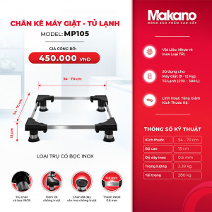 Chân kê máy giặt, tủ lạnh trụ bọc Inox Makano MP105