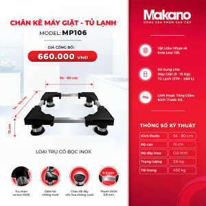 Chân kê máy giặt, tủ lạnh trụ bọc Inox Makano MP106